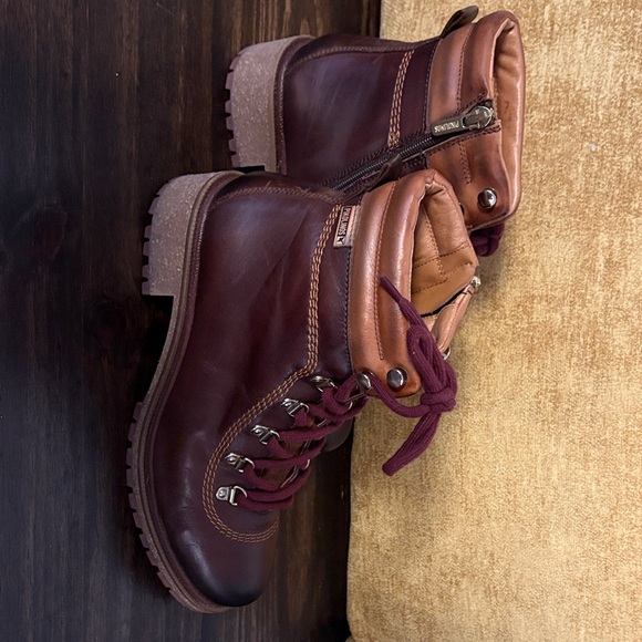 PIKOLINOS Brown and Burgundy Lace Up Boots - Picture 2 of 9